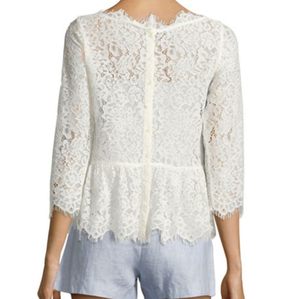 Joie White Koda Lace Peplum Top antique 3/4 sleeve sz XS - Picture 11 of 11